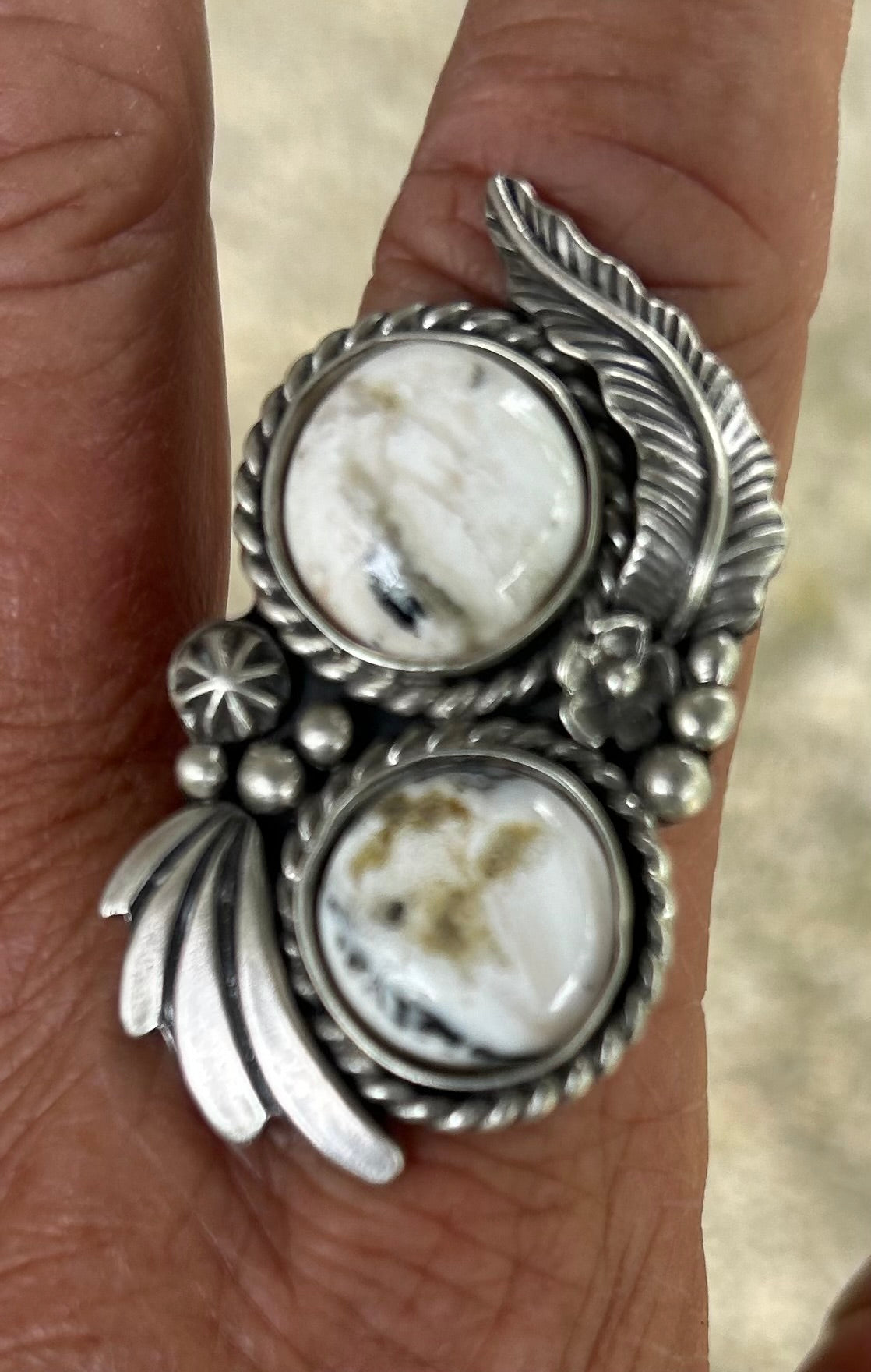 White Buffalo Ring, Finished In Your Size With Double Band