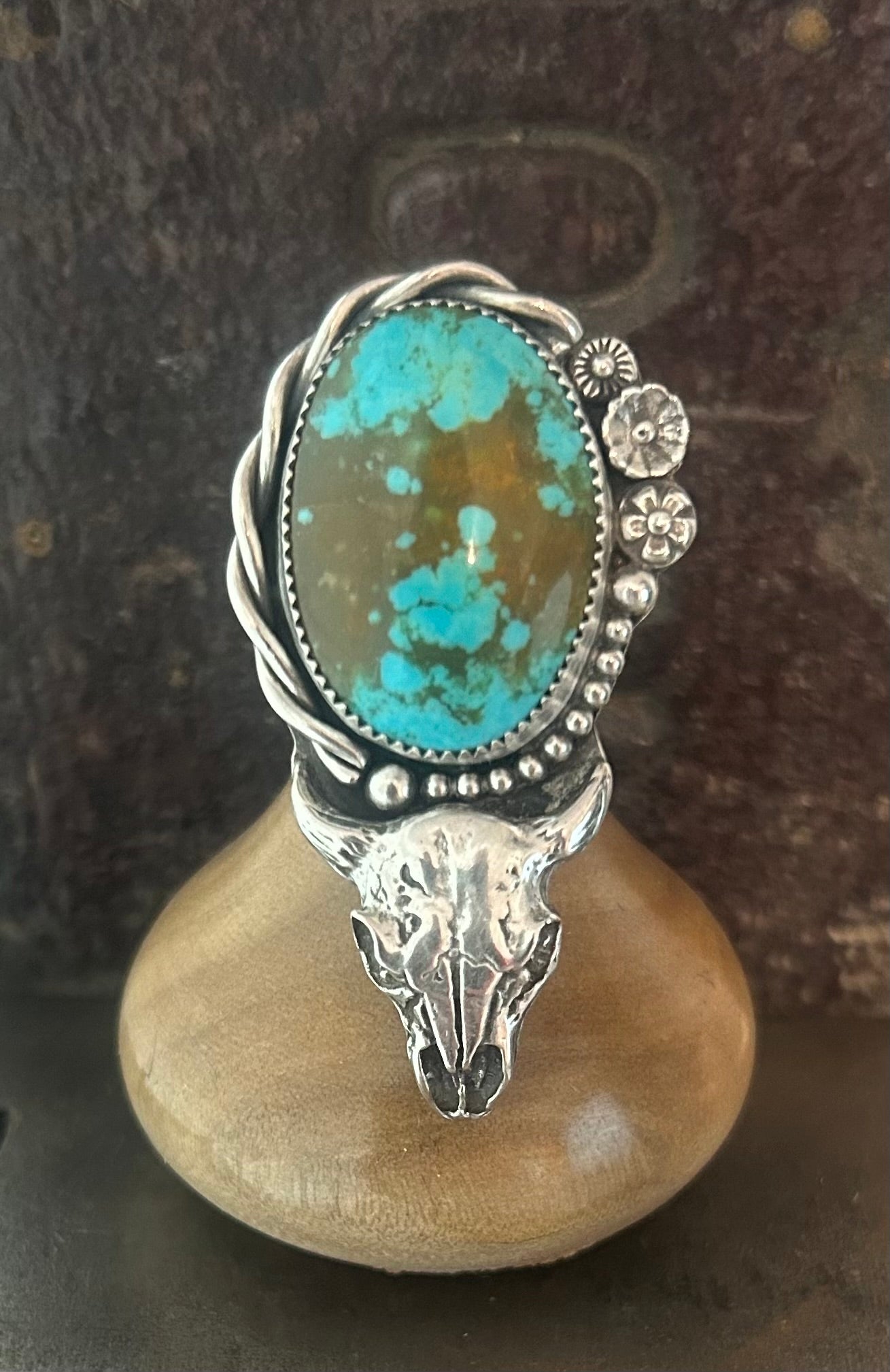 Tyrone Turquoise & Sterling Silver Buffalo Skull Ring