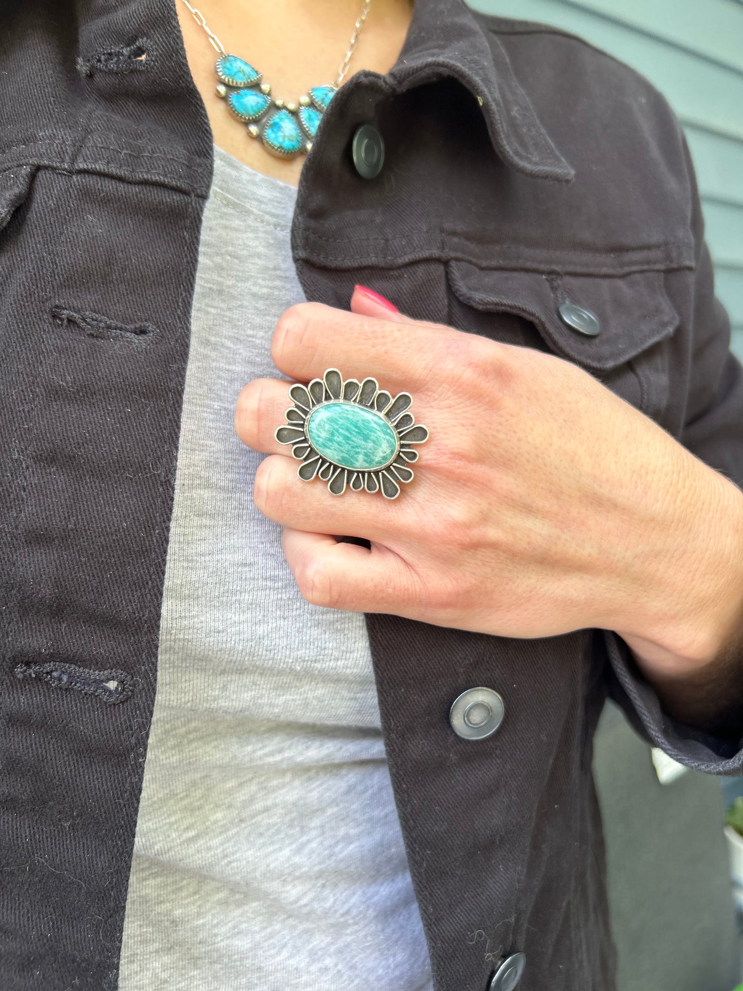 US Size 9 1/4 Aventurine Bloom Ring