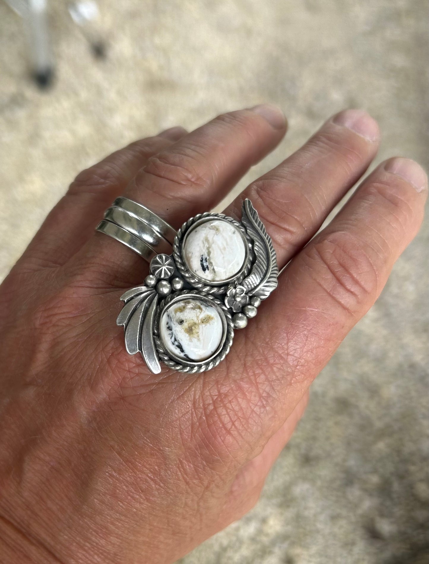 White Buffalo Ring, Finished In Your Size With Double Band