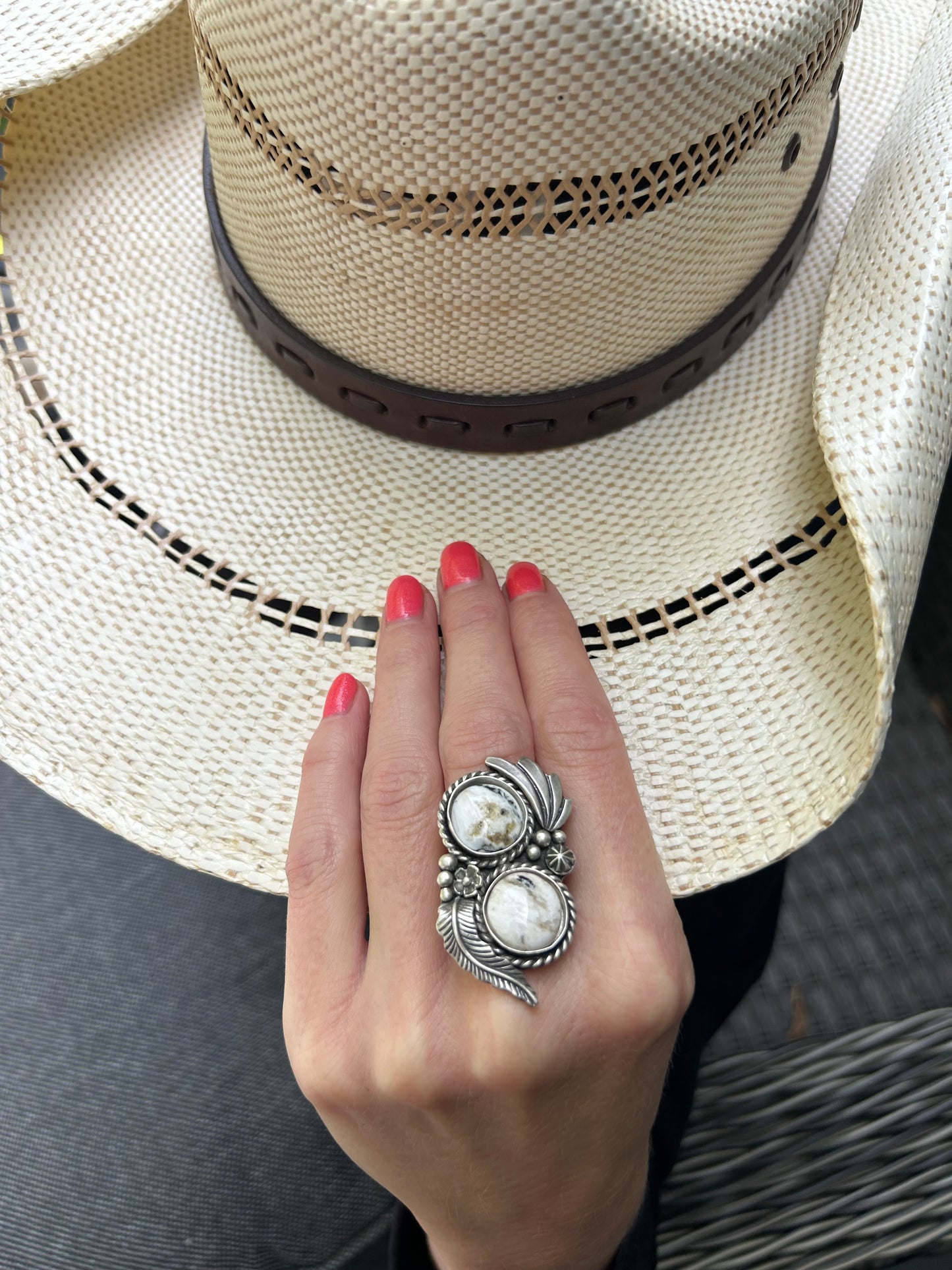 White Buffalo Ring, Finished In Your Size With Double Band