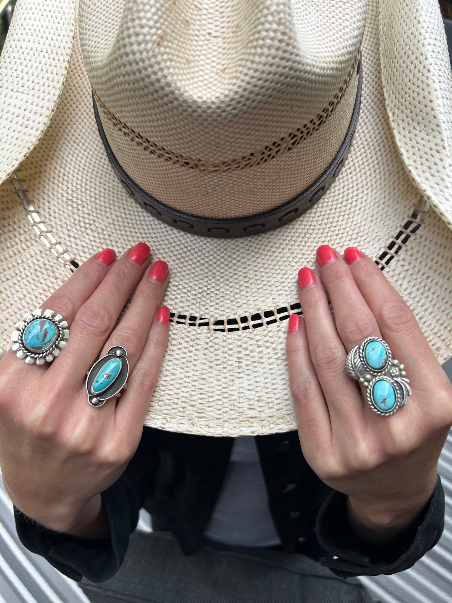 The Shiloh Ring, Sierra Nevada Turquoise, Double Band, US 7 3/4