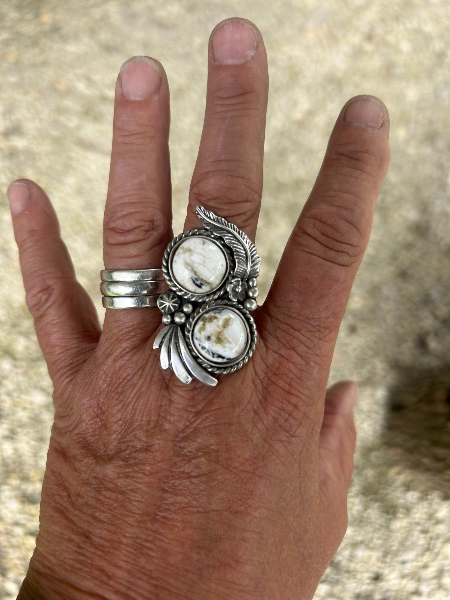 White Buffalo Ring, Finished In Your Size With Double Band