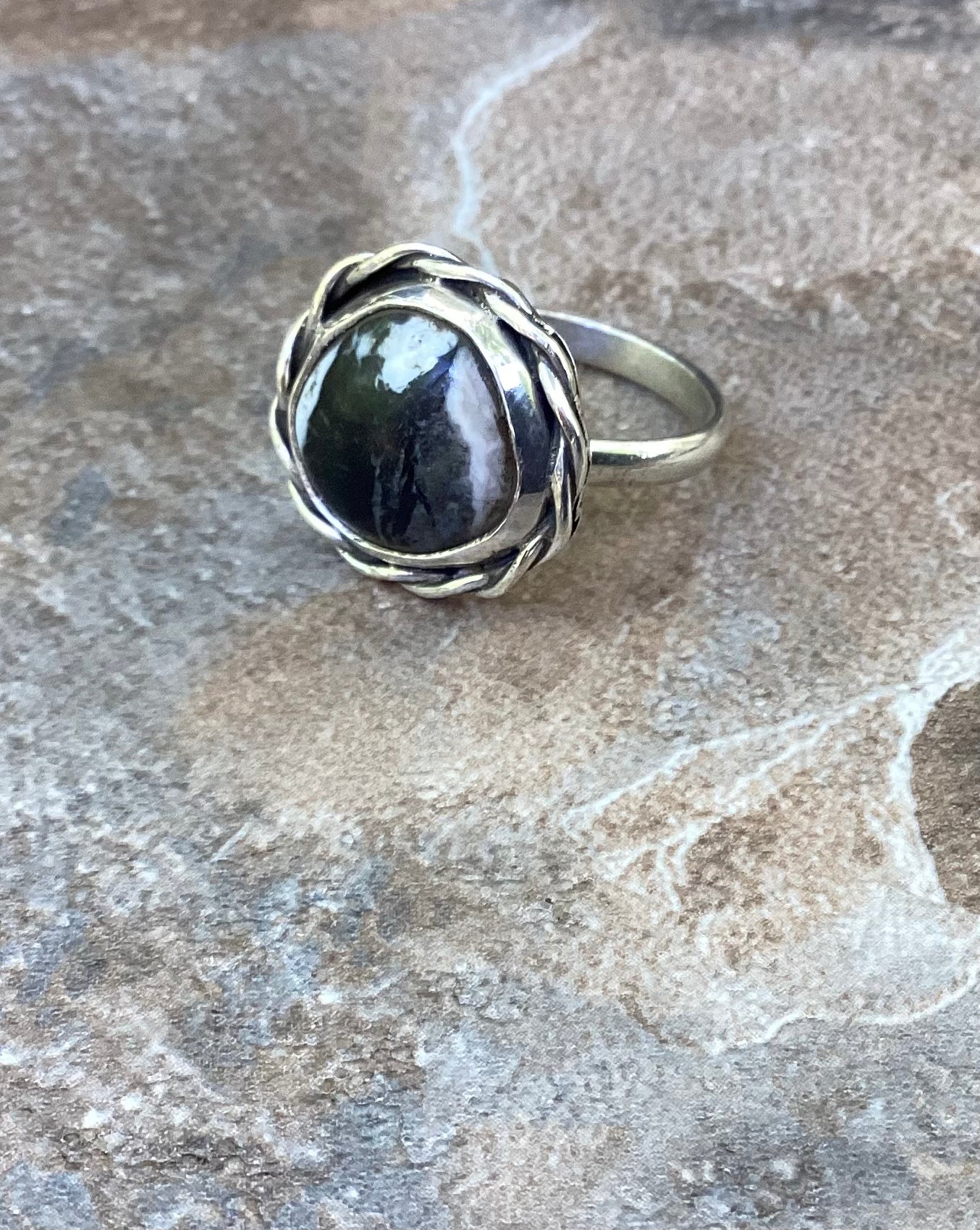 The Tadeo Ring, White Buffalo, Hand Twisted Wire, Simple Band, US 7 1/4