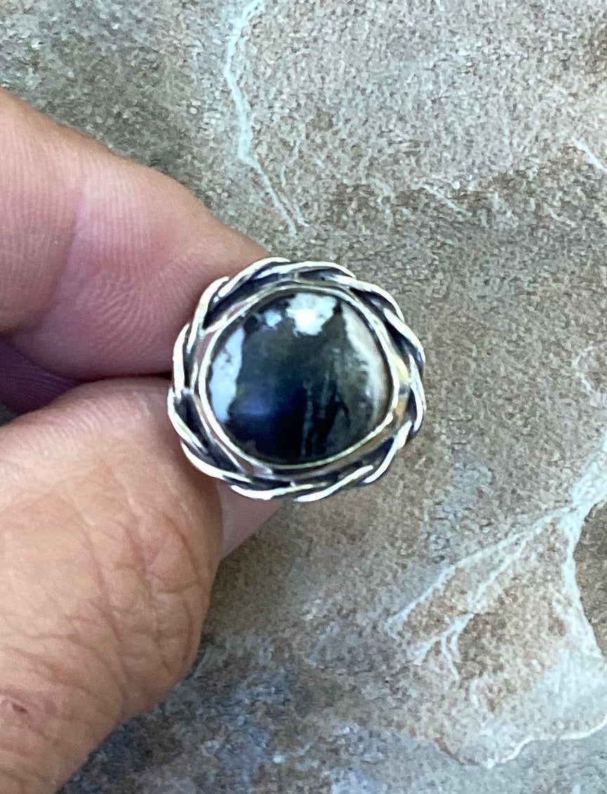 The Tadeo Ring, White Buffalo, Hand Twisted Wire, Simple Band, US 7 1/4