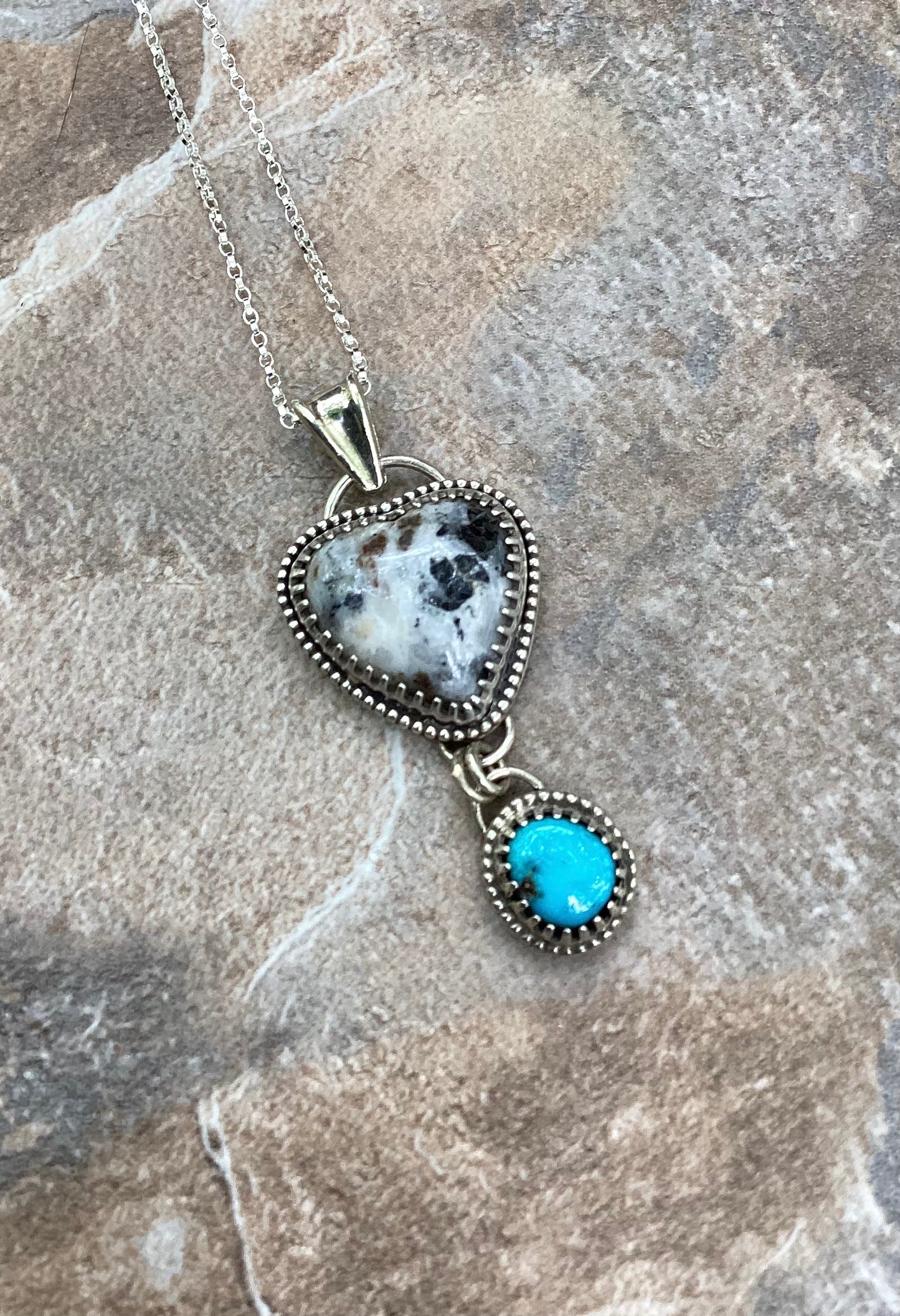 White Buffalo and Sierra Nevada Turquoise Necklace