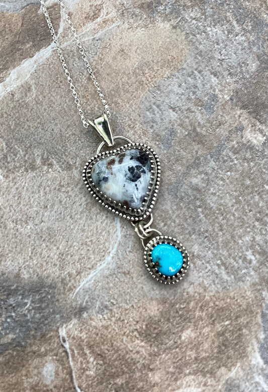 White Buffalo and Sierra Nevada Turquoise Necklace