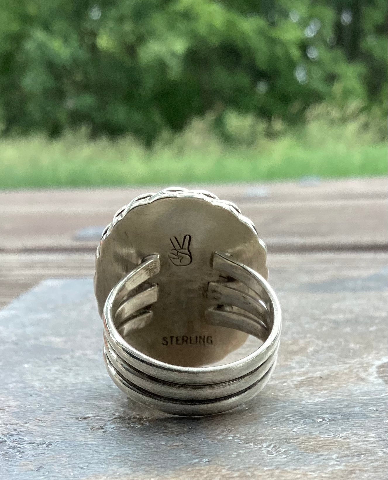 US 8.5 White Buffalo Triple Band Ring