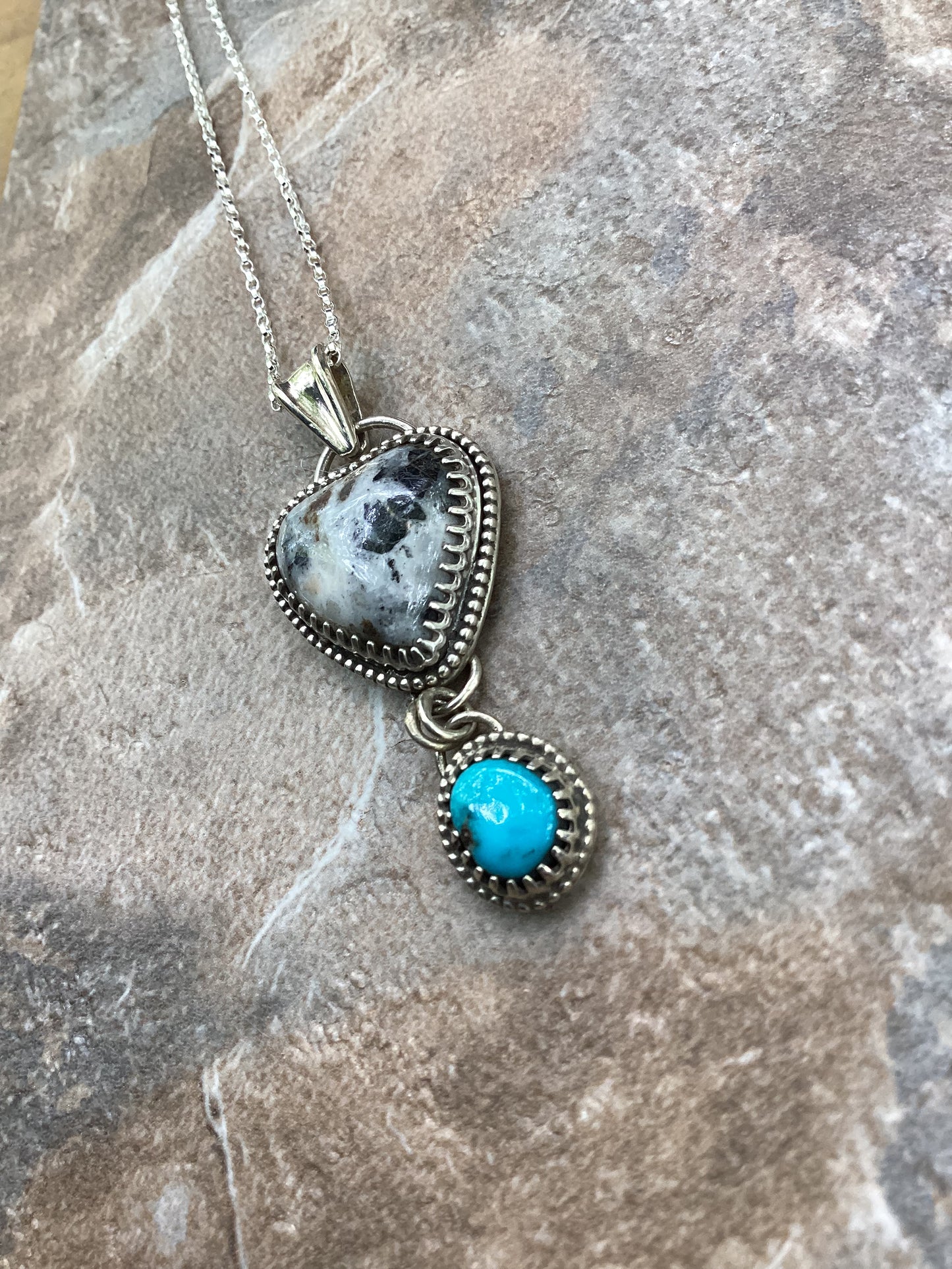 White Buffalo and Sierra Nevada Turquoise Necklace
